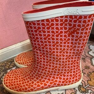 Coach Vintage Ursula Pink, Red and White Boots.